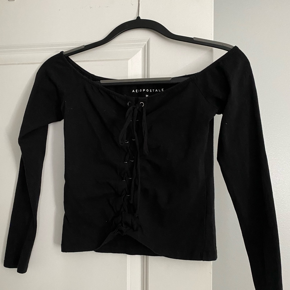 off the shoulder tie up top